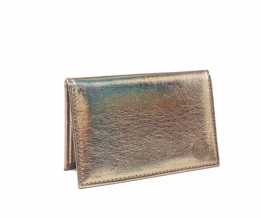 Folded Card Wallet in Gold Pixel Leather
