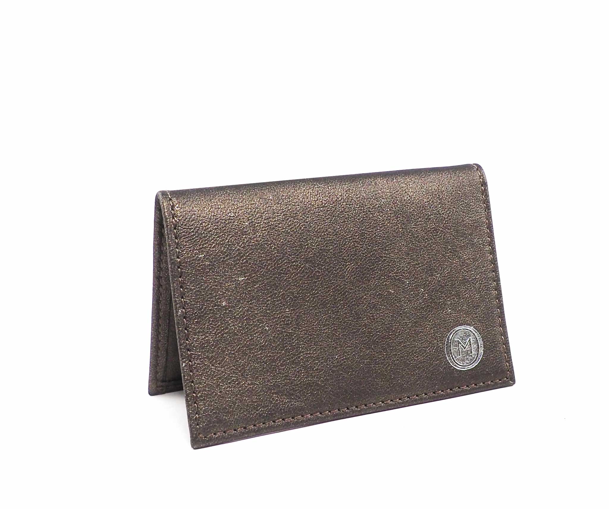 Folded Card Wallet in Ancient Bronze Metallic Leather – OM NYC