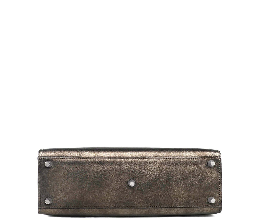 Highline 130 Metallic Leather Handbag in Ancient Bronze
