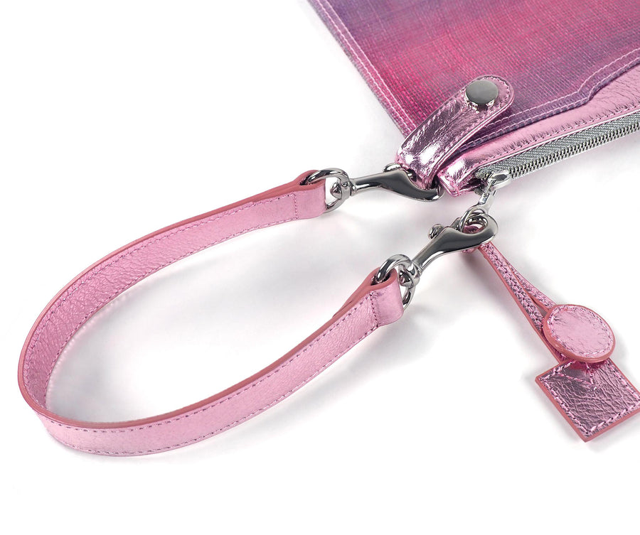 Mini Strap in Pink Metallic Leather