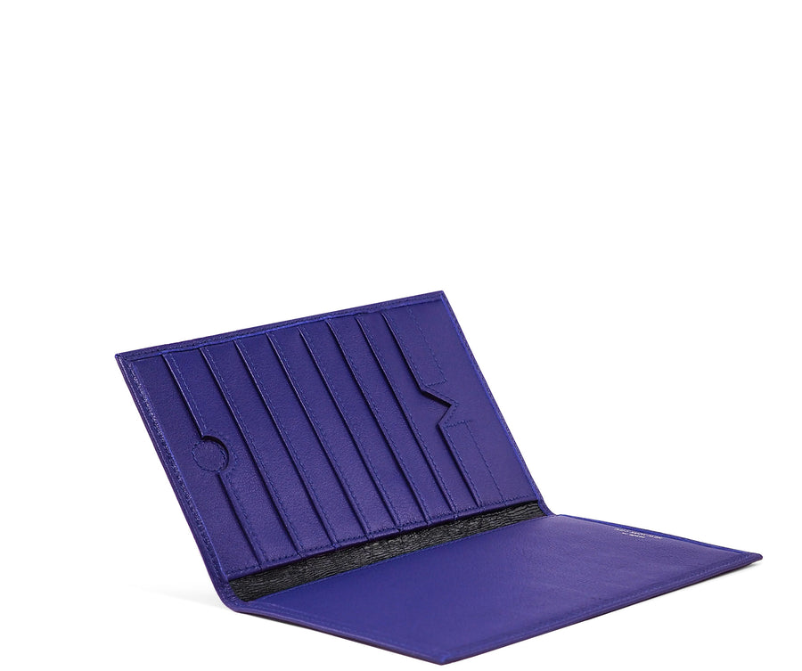 Folded Long Wallet in Blue Iris Leather