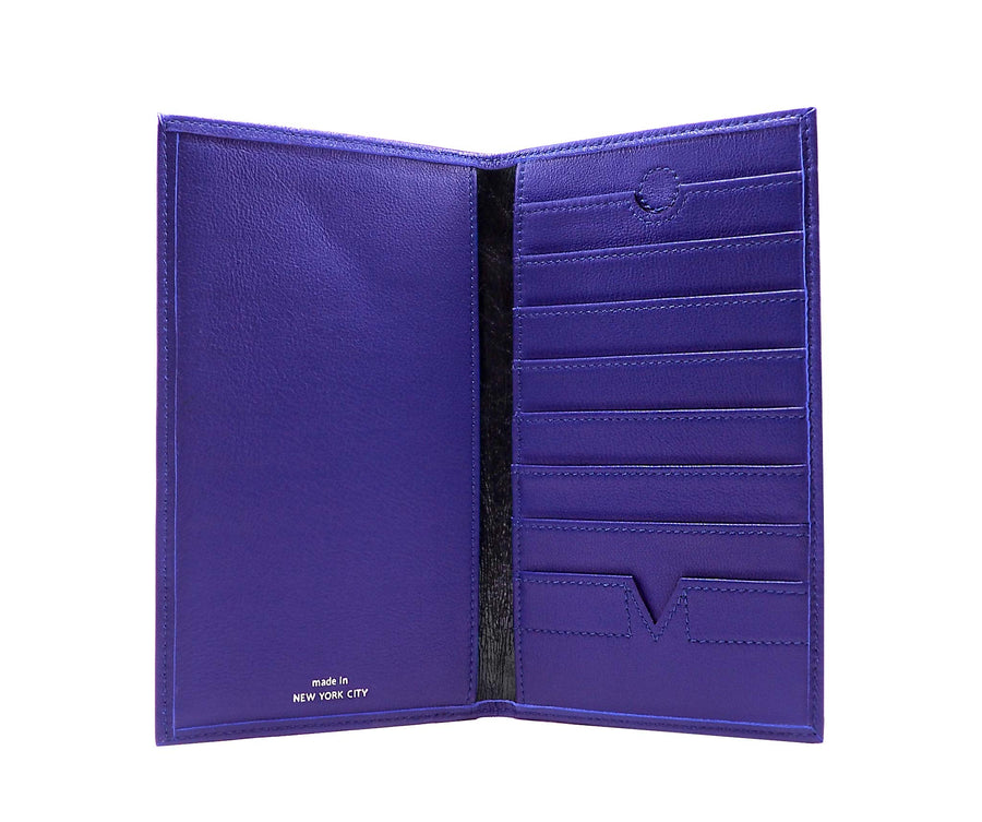Folded Long Wallet in Blue Iris Leather