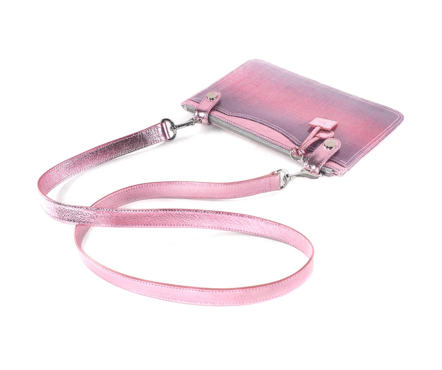 Long Strap in Pink Metallic Leather