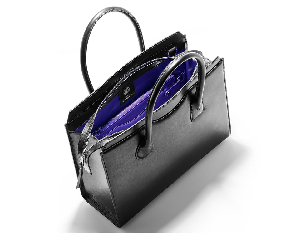 Highline 130 Smooth Calfskin Handbag - Black / Purple
