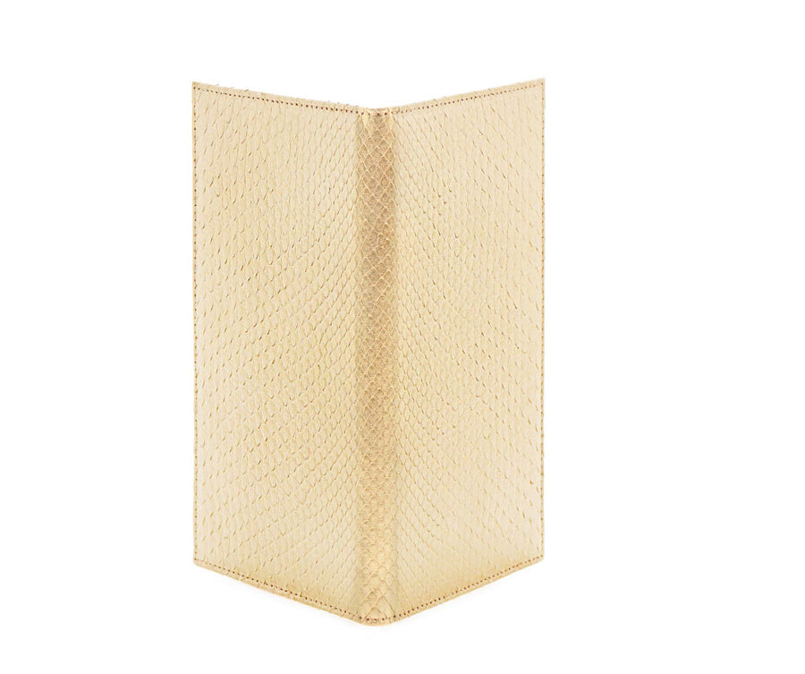 Folded Long Wallet in Pearlescent Gold Python