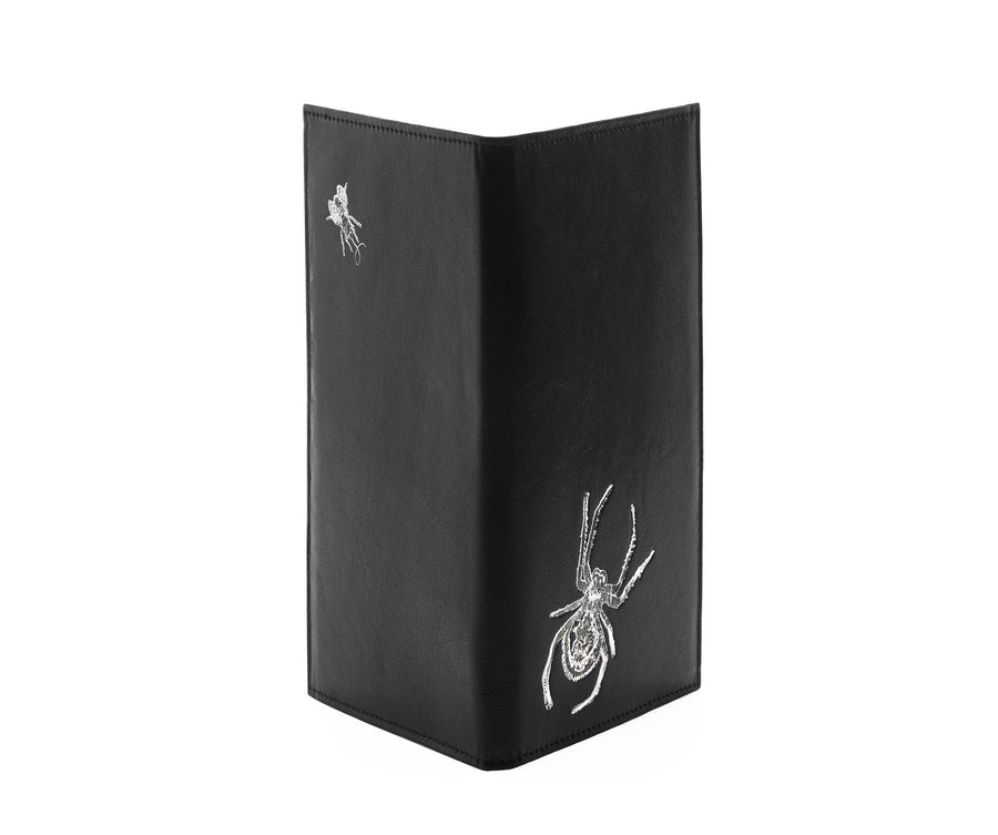 Folded Long Wallet in Embossed Leather - Bernard Maisner Spider / Fly