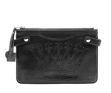 Highline Pouch in Embossed Leather - Bernard Maisner Crown