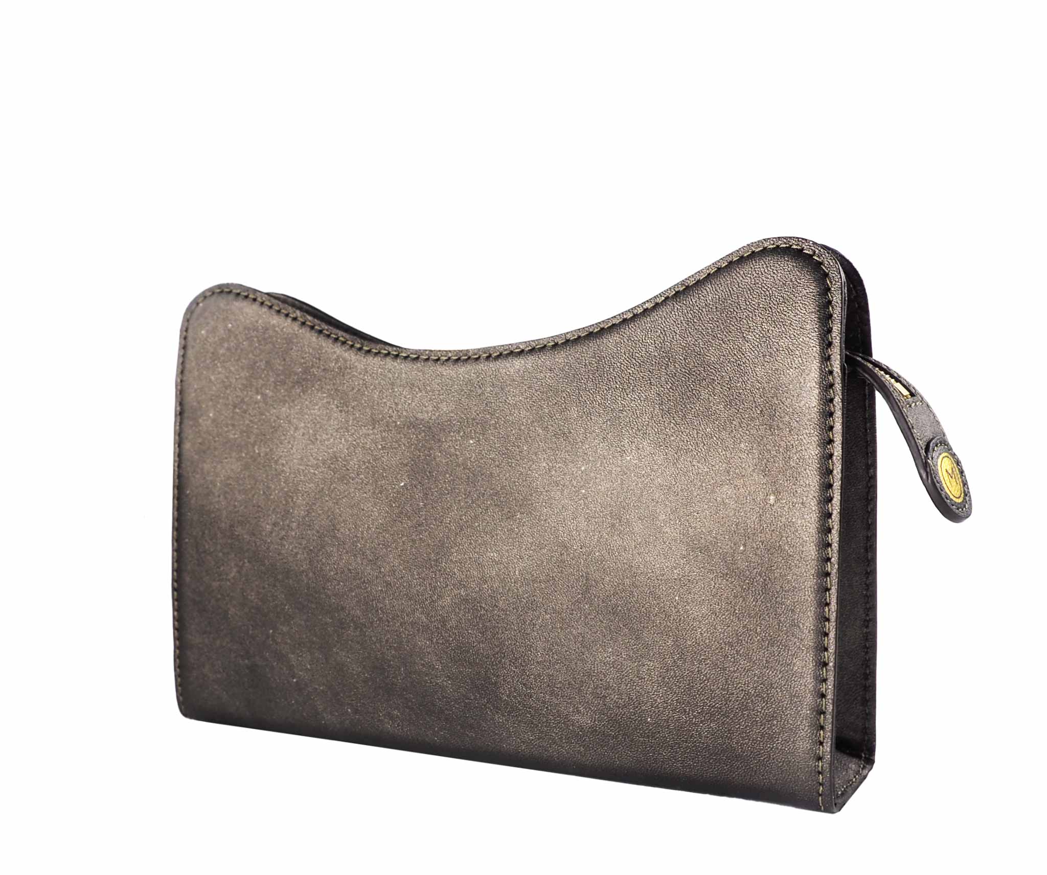 Jeffy Clutch in Ancient Bronze Metallic Leather – OM NYC