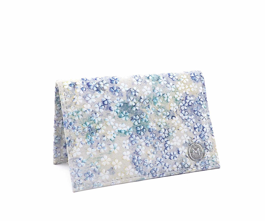Folded Card Wallet in Watercolor Floral Suede