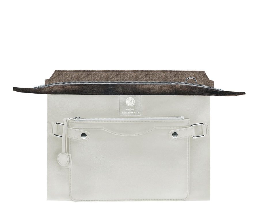 Brooklyn - Silver Metallic Leather Handbag Made in Nyc | Pietro Nyc