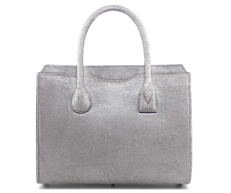 Highline 130 Pony-Hair Handbag in Glimmering Silver White