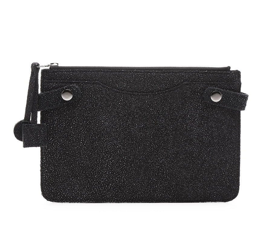 Highline Pouch in Sparkling Black Caviar-Coated Lambskin