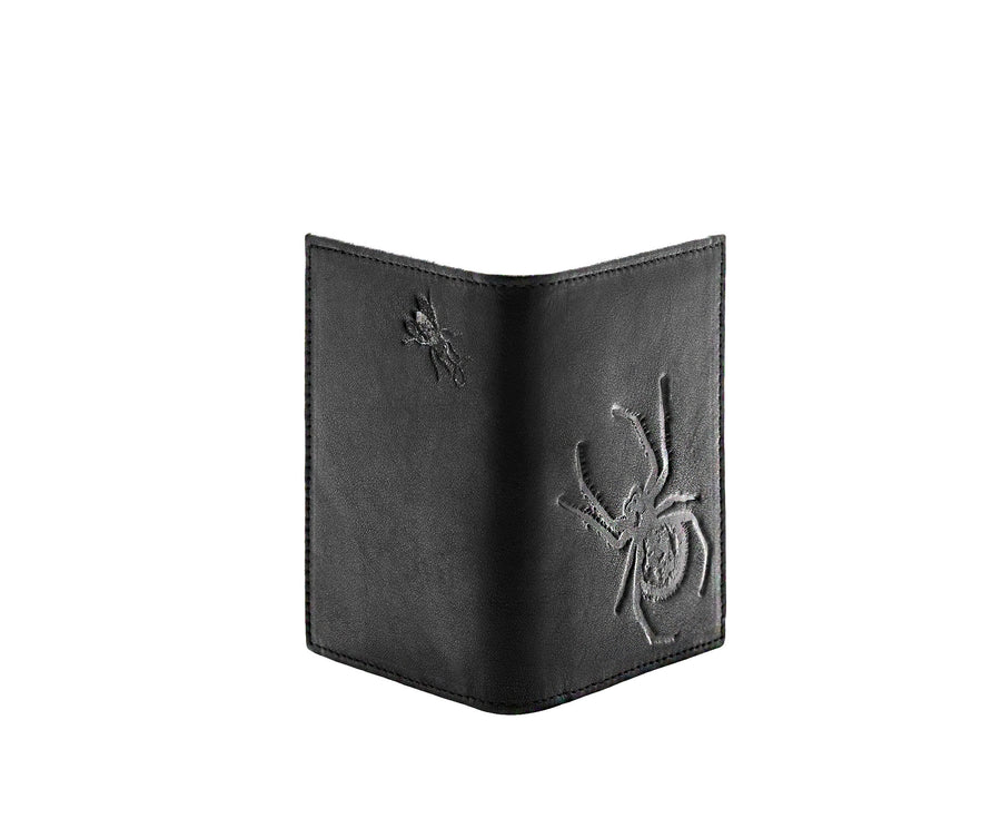 Folded Card Wallet in Embossed Leather - Bernard Maisner Spider / Fly