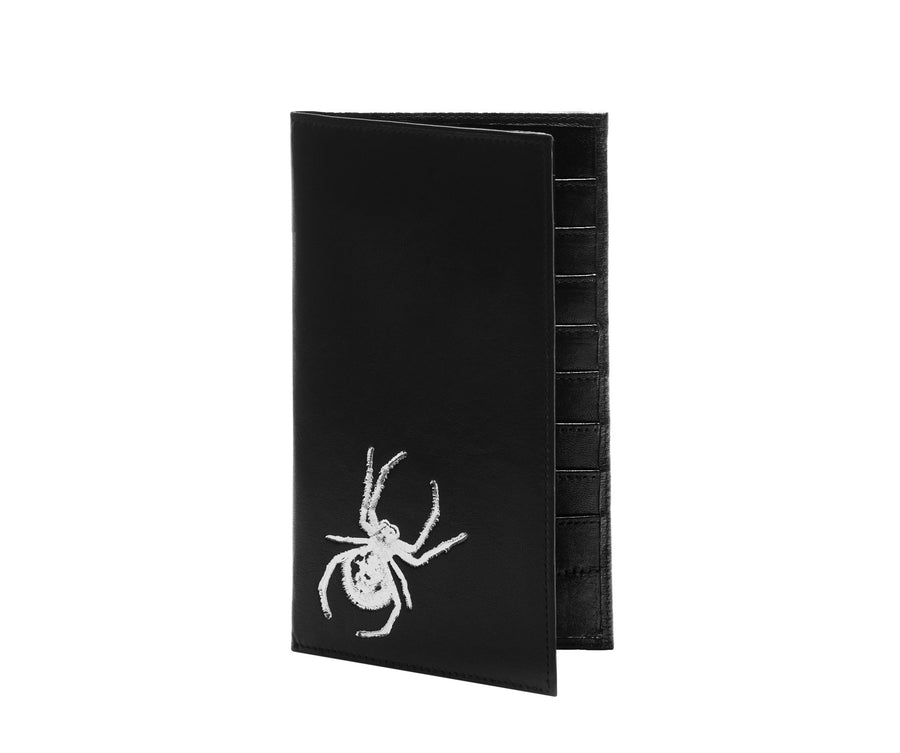 Folded Long Wallet in Embossed Leather - Bernard Maisner Spider / Fly
