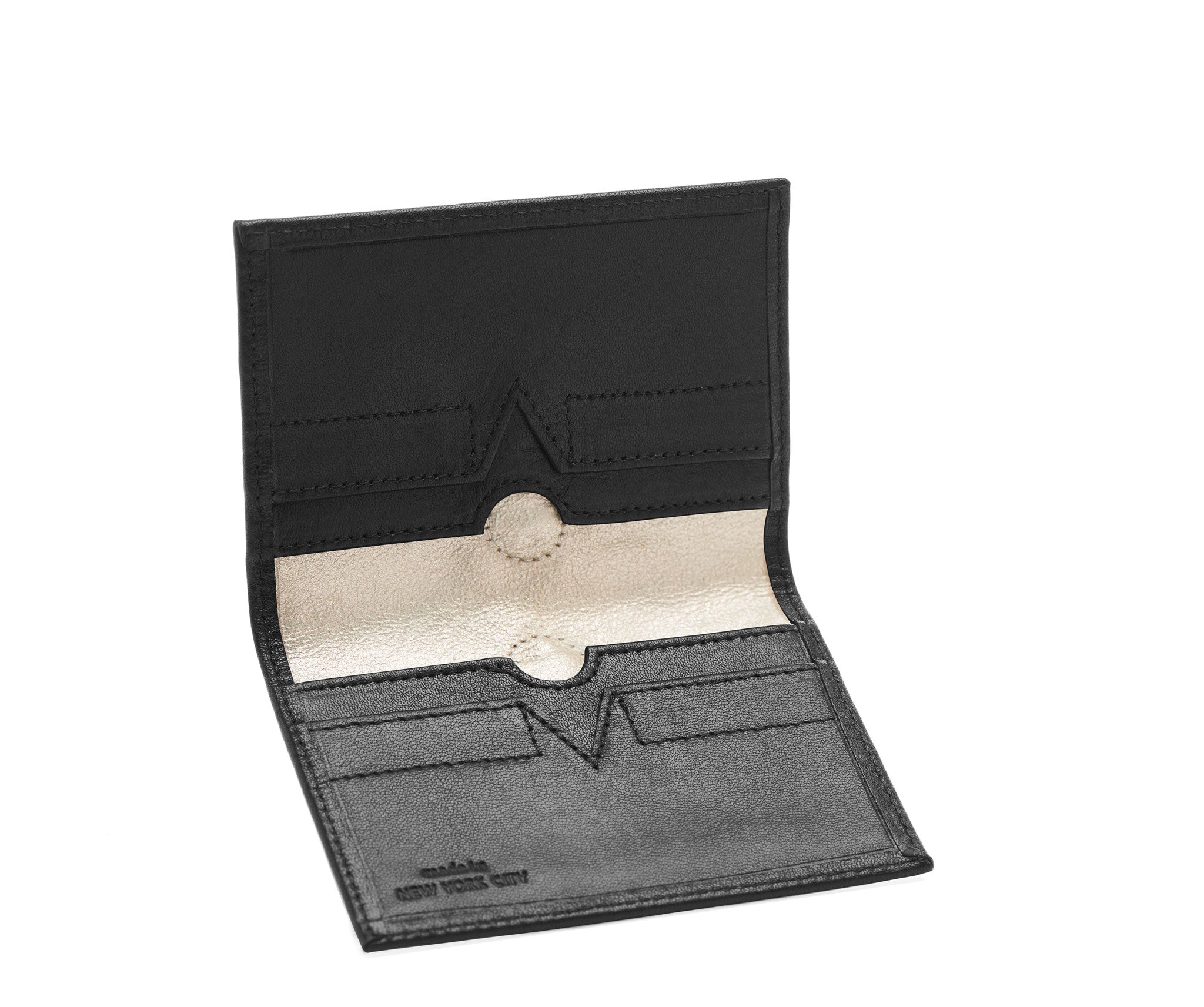 Folded Card Wallet in Embossed Leather - Bernard Maisner Spider