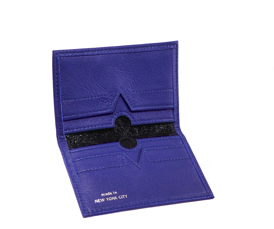 Folded Card Wallet in Blue Iris Leather