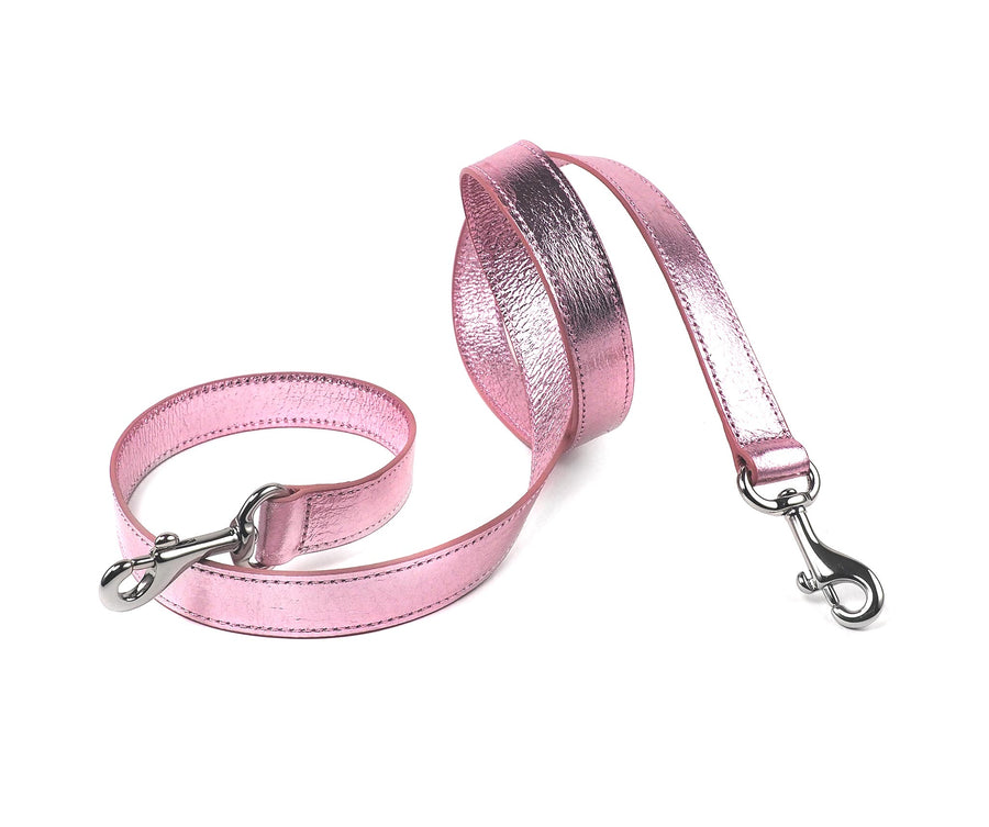 Long Strap in Pink Metallic Leather